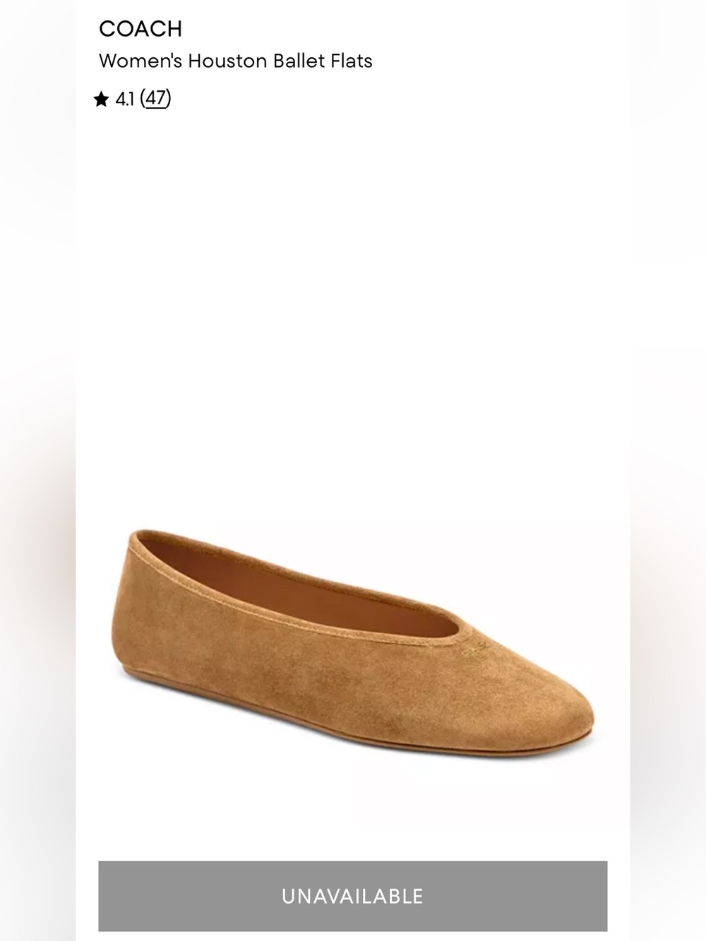 Coach Houston Ballet Flat in Suede Coconut